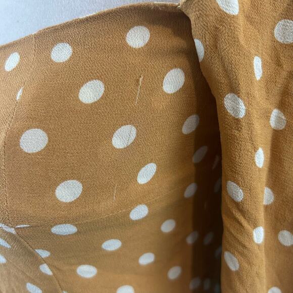 Reformation Grove Tie Sleeve Top Yellow & White Polka Dot Square Neck Size 0 - Picture 5 of 7